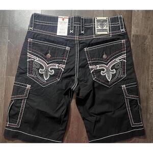 Rock Revival Black Cargo Shorts Buckle Exclusive – Size 34